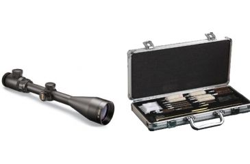 Image of Bushnell Matte 4-16x40 Illuminated CF 500 Banner Rifle Scope, Matte Black, Box 614164B and Hoppes Deluxe Gun Cleaning Accessory Kit