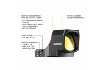 Image of Bushnell RXM-300 1x28mm Reflex Red Dot Sights, 4 MOA Red Dot Reticle, Black, RXM300