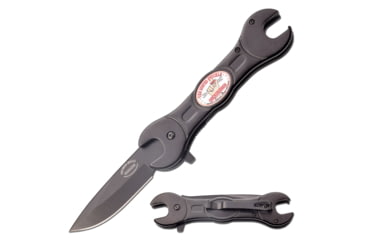 Image of Busted Knuckle Garage Spring Assisted Knife, 3in, 3Cr13 Stainless Steel Stainless Steel, Drop Point, Black, BKG-A004BK