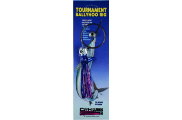 Image of C&amp;H Lures Lil Stubby Ballyhoo Rig, #7 AFW Tooth Proof Leader Wire 69LB Test, Camo Brown, 3 ft, 7/0 Hook, Blue/Pink Skirt, CH-BRLS03