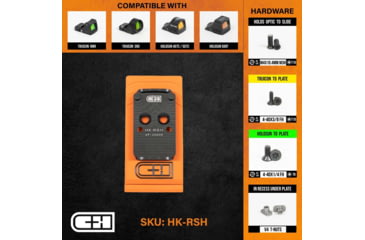 Image of C&amp;H Precision Weapons HK VP9 Optics Ready MIL/LEO Adapter Plate, Trijicon RMR/SRO, HOLOSUN 407C, 507C, 508T, Black, HK-RSH