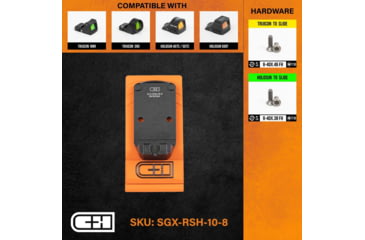 Image of C&amp;H Precision Weapons SIG X-Series Romeo1 Pro Adapter Plate, Trijicon RMR/SRO, HOLOSUN 407C, 507C, 508T w/ 10-8 Rear Sight, Black, SGX-RSH-10-8