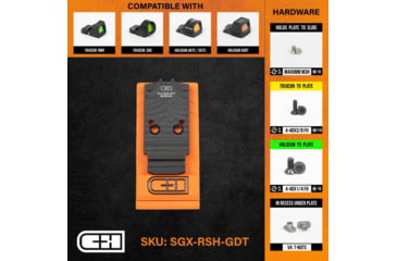 Image of C&amp;H Precision Weapons SIG X-Series Romeo1 Pro Adapter Plate, Trijicon RMR/SRO, HOLOSUN 407C, 507C, 508T w/ GLOCK Dovetail, Black, SGX-RSH-GDT