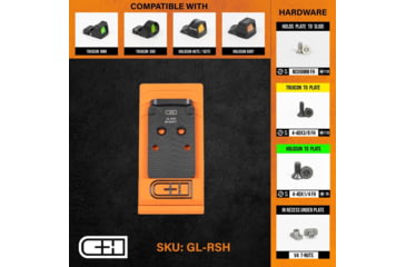 Image of C&amp;H Precision Weapons V4 MIL/LEO Adapter Plate, Glock MOS, Trijicon RMR, SRO, Holosun 407C, 507C, 508C, 508T, Black, GL-RSH