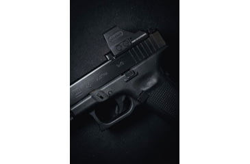 Image of Calculated Kinetics Glock MOS Dogtag Optic Plate, RMR Footprint, Black, MOS-RMRLEDT