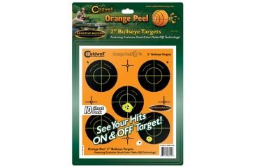 Image of Caldwell Orange Peel Bulls Eye Targets w/ Dual-color Flake-off, 2in, 10 Sheets 686444 