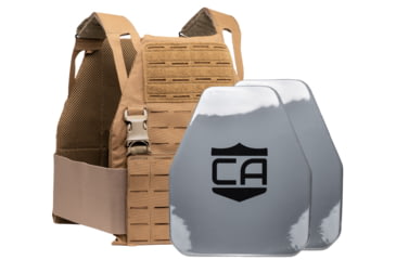Image of Caliber Armor Caliber AV2 DV8 - RF2 Body Armor Package, Shooters Cut and SAPI Cut Back, Coyote Tan, 10 x 12, 19-L-CT