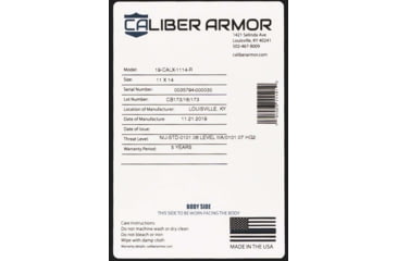 Image of Caliber Armor CaliberX IIIA Soft Body Armor Rectangle Panel, Black, 8 X 10, 19-CALX-810-R