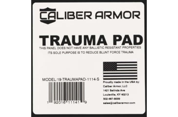 Image of Caliber Armor Extreme Impact Trauma Pad Shooters Cut, Black, 8 X 10, 19-TRAUMAPAD-0810-SC