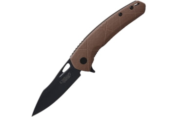 Image of Camillus Knives Blaze Linerlock Brown Folding Knife, 2.75in Carbonitride Titanium Coated D2 Tool Steel Blade, Coyote Brown Textured G10 Handle, Quick Launch Dual Bearing System, Coyote brown, 19808