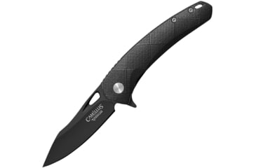 Image of Camillus Knives Blaze Linerlock Folding Knife, 2.75in Black Carbonitride Titanium Coated D2 Tool Steel Blade, Black G10 Handle, Thumb Pull, Pocket Clip, Quick Launch Dual Bearing System, Black, 19810