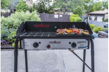 Image of Camp Chef Expedition 2X Stove, 2 x 30000 BTU/hr Burners, Stainless/Black, YK60LWC12