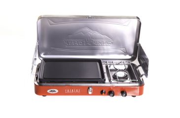 Image of Camp Chef Mountain Series Rainer 2 Burner Stove/Griddle Combo, Red/Silver MS2GR