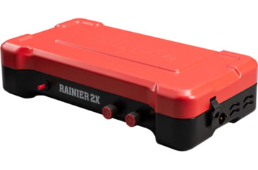 Image of Camp Chef Mountain Series Rainier 2X Two-Burner Cooking System w/ Griddle &amp; Carry Bag, Black/Red, MSGGX