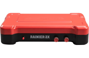 Image of Camp Chef Mountain Series Rainier 2X Two-Burner Cooking System w/ Griddle &amp; Carry Bag, Black/Red, MSGGX