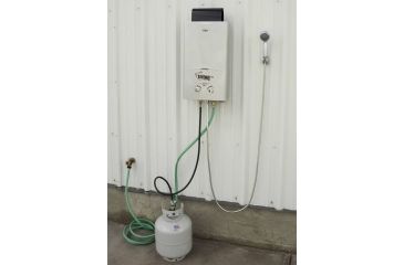 Image of Camp Chef Triton Portable 10L Water Heater Shower, Silver HWD10