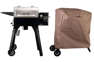 Image of Camp Chef Woodwind Wi-Fi 20 Pellet Grill, Stainless/Black, with Brown Patio Cover, PCPPG20