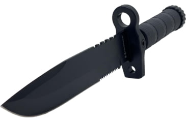 Image of Campco Humvee Survival Knife, 7.50in, Stainless Steel, Fixed Sawback Plain Black Blade, OD Green Textured Rubber Handle, HMV-KFXB-01