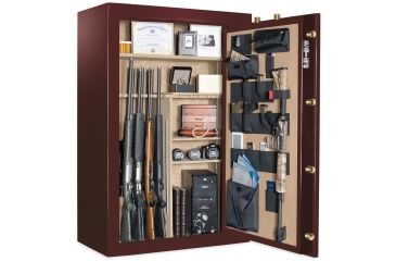 Image of Cannon Safe Deluxe 33 Fireproof 36 Gun Safe, 60x40x24in - Hammertone Burgundy/Brass CA33-H5FDB-13
