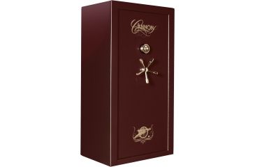 Image of Cannon Safe Series 23 Fireproof 24 Gun Safe, 60x30x24in - Hammertone Burgundy/Brass CA23-H5FDB-13