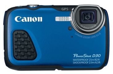 Image of Canon 12.1MP PowerShot D30 Waterproof Compact Digital Camera, Blue 9337B001