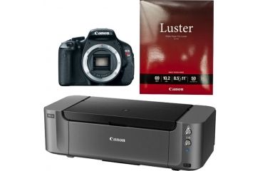 Image of Canon EOS Rebel T3i Camera Body Only, Photo Paper, and Pixma PRO-10 Printer