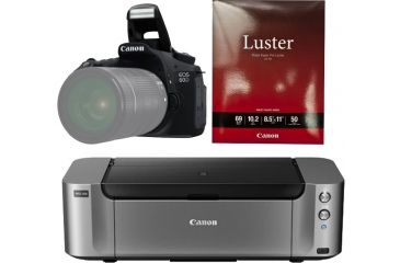 Image of Canon EOS 60D Digital SLR Camera Body Kit 4460B003 with Canon LU-101 Pro Luster Letter Size Paper 50 Pack 6211B004 and Canon PIXMA PRO-100 Photo Inkjet Printer, Black 6228B002 4460B003-KIT1