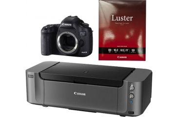Image of Canon Pixma PRO-10 Printer, Photo Paper, and EOS 5D Mark III Camera Body Only