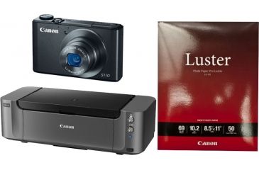 Image of Canon Pixma PRO-10 Printer, Photo Paper, and S110 Camera