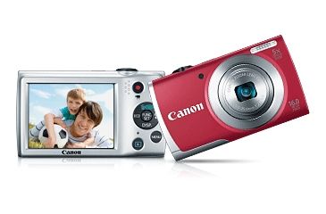 Image of Canon PowerShot A2500 Compact Digital Camera, Red 8255B001