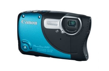 Image of Canon PowerShot D20 Digital Camera, Black/Blue 6145B001