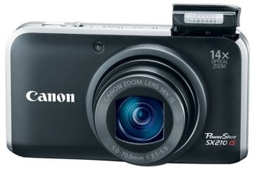 Image of Canon Power Shot SX 210IS Black Digital Camera Kit