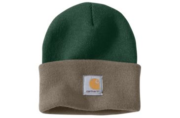 Image of Carhartt Acrylic Watch Hat for Mens, Dark Green/Driftwood, One Size Fits All A18-384-OFA