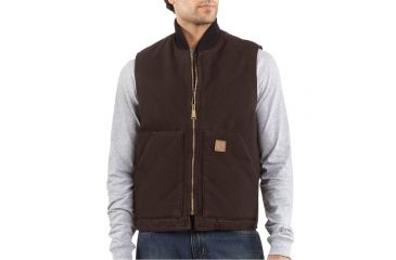 Image of Carhartt Arctic-Quilt Lined Sandstone Vest - Men's-Dark Brown-Medium