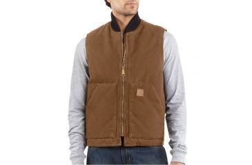 Image of Carhartt Arctic-Quilt Lined Sandstone Vest - Mens-Carhartt Brown-Medium