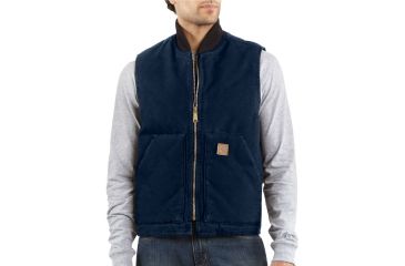 Image of Carhartt Arctic-Quilt Lined Sandstone Vest - Mens-Midnight-X-Large