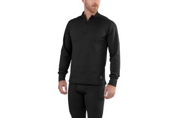 Image of Carhartt Base Flame-Resistantce Extremes Super Cold Weather Quarter Zip for Mens, Black, Small/Regular 102351-001-REG-S