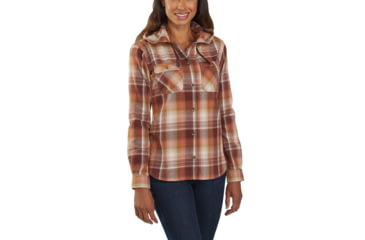 Image of Carhartt Beartooth Hooded Flannel Shirt - Womens, Dark Cedar, Small, 103235-224-REG-S