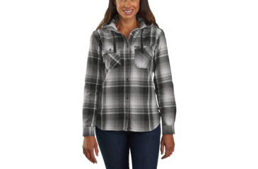 Image of Carhartt Beartooth Hooded Flannel Shirt - Womens, Gravel, Medium, 103235-039-REG-M
