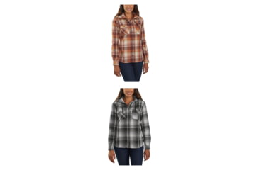 Image of Carhartt Beartooth Hooded Flannel Shirt - Women's, Dark Cedar, Gravel