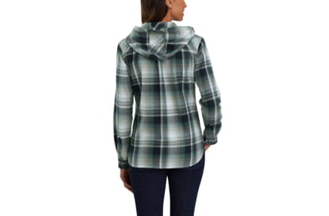 Image of Carhartt Beartooth Hooded Flannel Shirt - Womens, Navy, Large, 103235-412-REG-L
