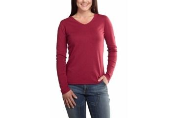 Image of Calumet Long Sleeve V-Neck T-Shirt - Womens-Dark Red Heather-X-Small