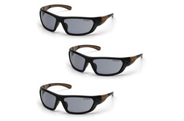 Image of Carhartt Carbondale Safety Glasses, Gray Lens w/ Black/Tan Frame, Pack of 3