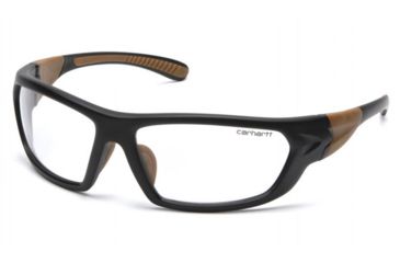 Image of Carhartt Carbondale Safety Glasses w/Clear Lens, Black/Tan, CHB210DCC