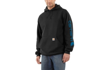 Image of Carhartt Midweight Hooded Logo Sweatshirt - Men's, Black/Blue, Extra Small/Regular, K288-005-REG-XSM