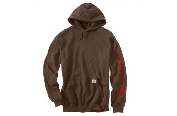 Image of Carhartt Midweight Hooded Logo Sweatshirt - Men's, Dark Coffee Heather, Large/Regular, K288-202-REG-LRG