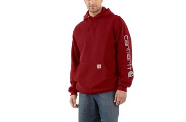 Image of Carhartt Midweight Hooded Logo Sweatshirt - Men's, Dark Crimson, 4XL/Regular, K288-608-REG-4XL