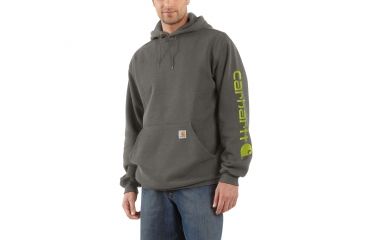Image of Carhartt Midweight Hooded Logo Sweatshirt - Men's, Charcoal Heather, Small/Regular, K288-CHH-REG-SML