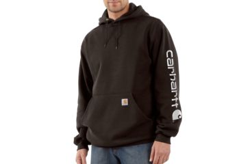 Image of Carhartt Midweight Hooded Logo Sweatshirt - Men's, Dark Brown, Extra Small/Regular, K288-DKB-REG-XSM