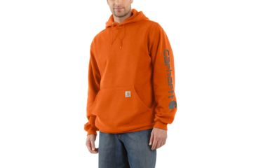 Image of Carhartt Midweight Hooded Logo Sweatshirt - Men's, Orange, Extra Small/Regular, K288-ORG-REG-XSM